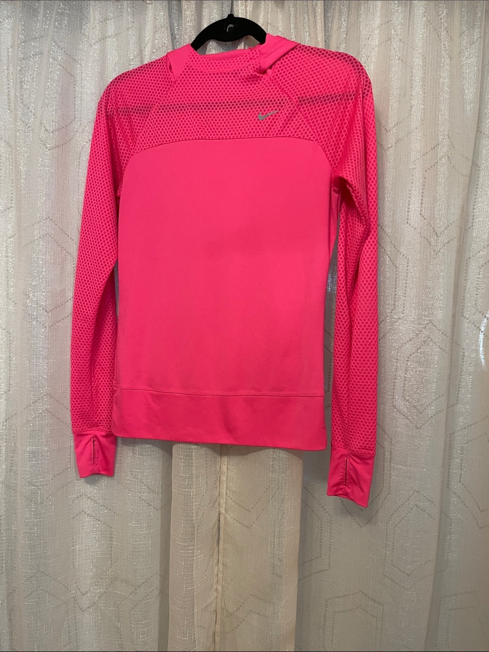 Nike Hot Pink Mesh-Panel Long Sleeve Hoodie for Women